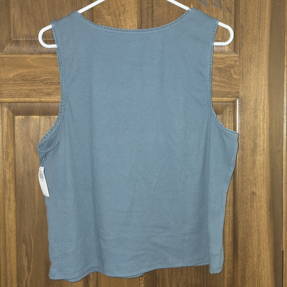 Old Navy: Cinched Rib-Knit Crop Tank Top w/Lace Trim, PENSIVE BLUE, XXL, BNWT - Picture 5 of 14